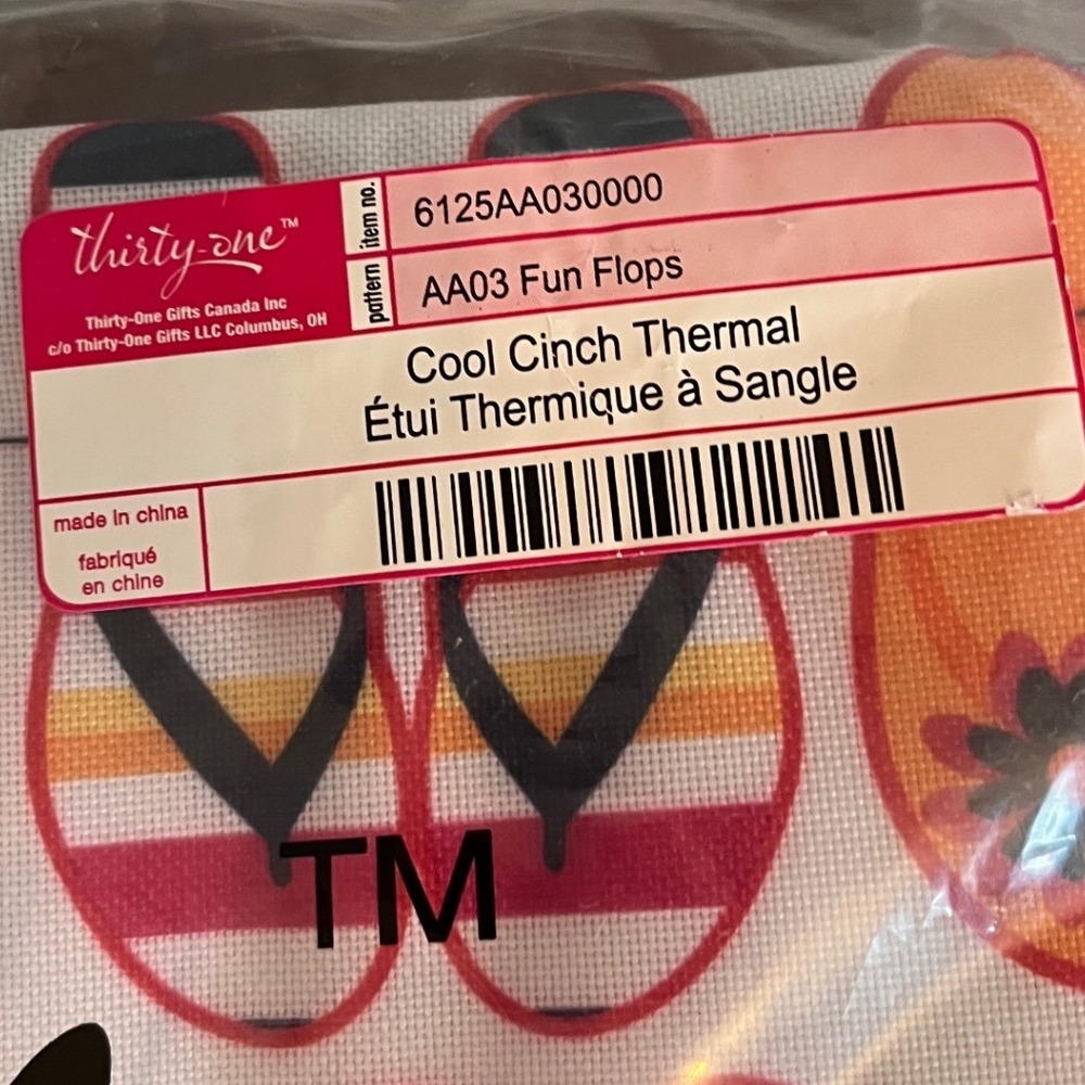 NEW Thirty-One Bag Cool Cinch Thermal Bag/ Backpack  Fun Flops - Picture 2 of 3